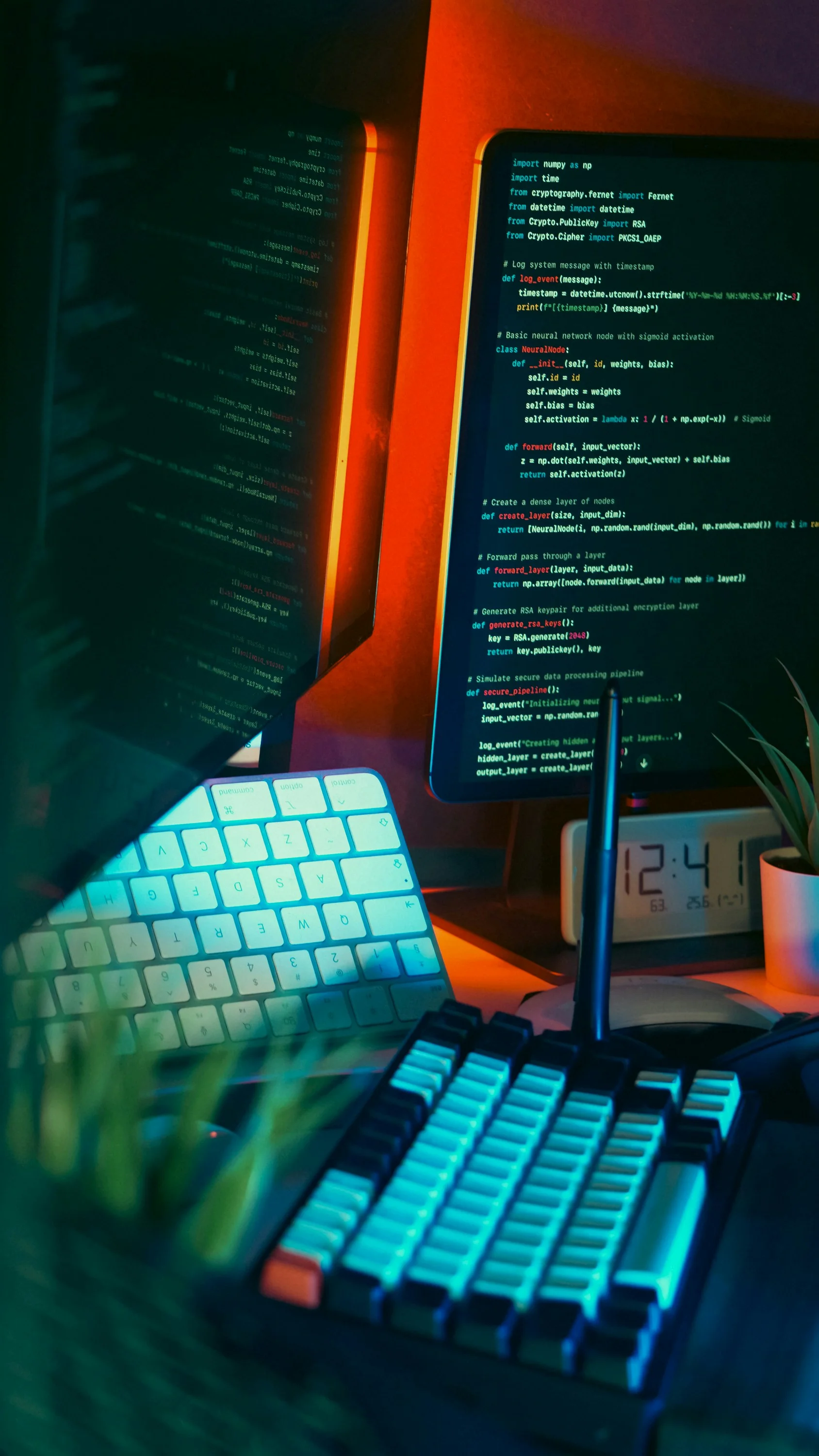Guillermo Mateo - Ingeniero informático desarrollando software a medida con IA en workspace tecnológico profesional con múltiples monitores